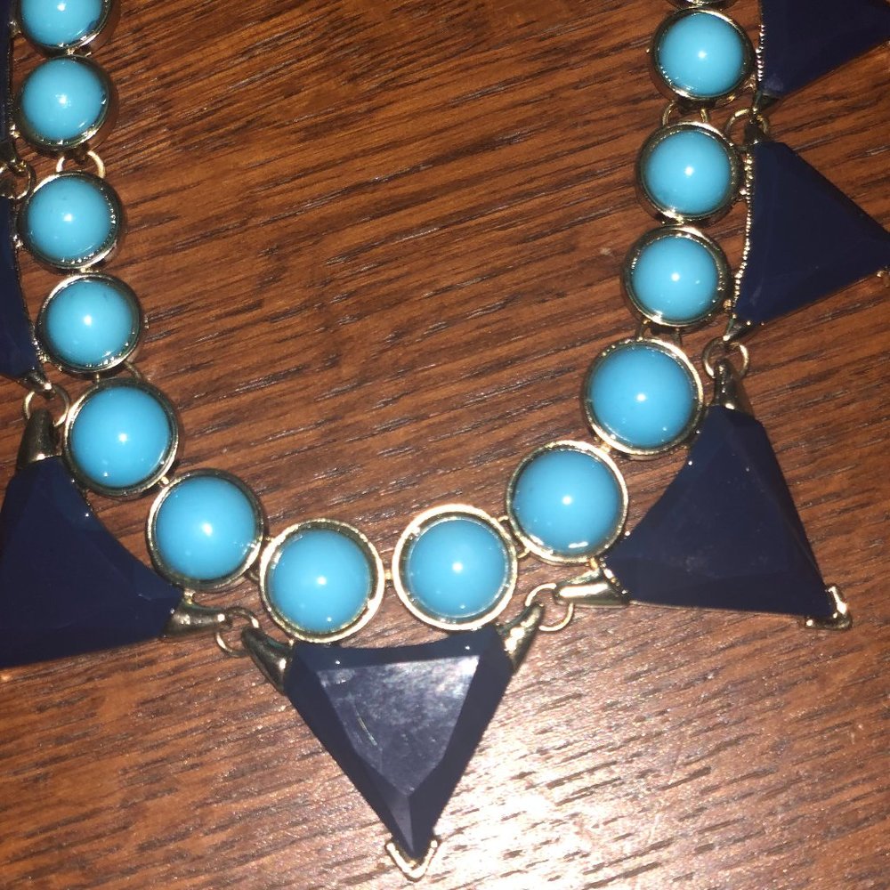 Aqua And Navy Blue Necklace